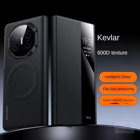 For Huawei Mate XT Case Flip Smart Leather Case SULADA Business Magnetic Kevlar Pattern Case for Hua