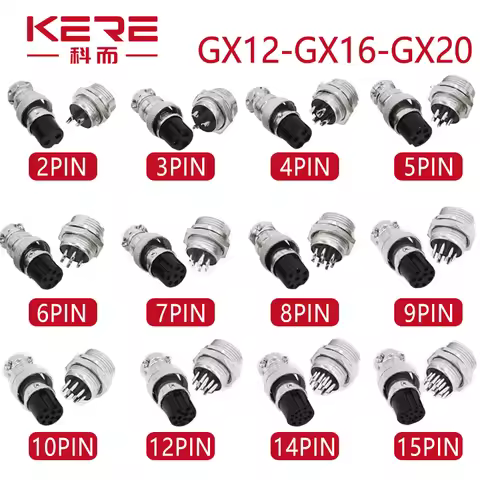 5/10/100set GX12 GX16 GX20 2/3/4/5/6/7/8/9/10/12/14/15Pin Male Female Wire Circular Aviation Socket 