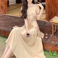 【ks1209.my】 New  Lightweight Print Cheongsam Dress - Retro Chinese Styl 【0627jF7G2j0Ru】