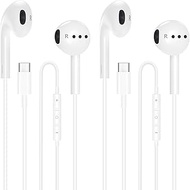 esbeecables iPhone EarPods Headphones with USB-C Connector, 2Pack Wired Ear Buds Hi-Fi Earbuds with 