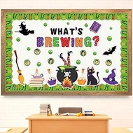JarThenaAMCS 67 Pcs Halloween Bulletin Board Decoration Funny Witch Cauldron DIY Paper Cutouts with