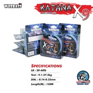 PE WEEBASS KATANA X9 (Knitted 9) Length 150 Meters