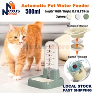 [SG] Dog Cat Auto Feeder 500mL Pet Automatic Feeder  Drinker Food Water Dispenser Bowl Auto Pet Feed