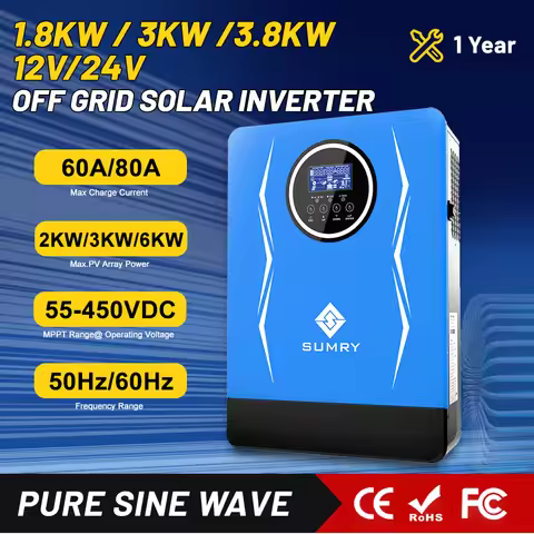 SUMRY Hybrid inverter Off grid 1.8kw 3kw 12v to 220v inverter solar inverter MPPT 80A 110A Max PV 45