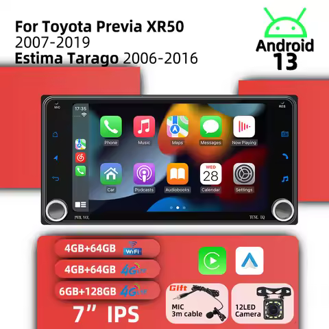 7" Screen Wireless Carplay Autoradio 2Din Android Radio Car Multimedia for Toyota Previa XR50 2007-2