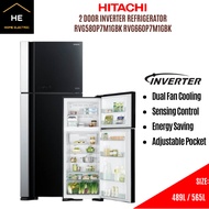 HITACHI 489L / 565L  2 DOOR INVERTER REFRIGERATOR FRIDGE PETI SEJUK PETI AIS RVG580P7M1GBK | RVG660P