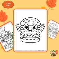 Set of 50/25/10 coloring pages, Hamburger-shaped coloring pages for children, A4, A5 paper 160gsm th