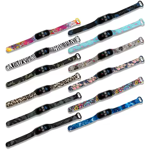 For Mi Band 3 4 5 6 Nfc Silicone Strap Printed Rainbow Pattern Silicone Mi Band 5 6 Mi Band 3 4 Stra