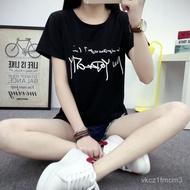 Summer T-Shirt Women Printed Korean Version Large Size Bottoming Shirt Letter Short Sleeve Trendy BQ
