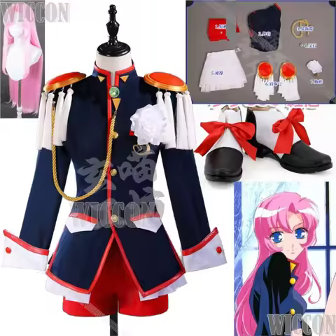 Tenjou Utena Revolutionary Anime Utena Cosplay Black Top Coat Red Shorts Pink Wig Shoes Woman Dress 