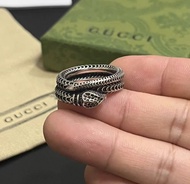 🎉全新有盒GUCCI garden 花園系列 蛇形復古做舊戒指 男款 銀色