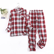 2PCS/SET Cotton Flannel Trouser Pajamas Suit For Women Home Wear Printed Loose Womens Autumn and Win