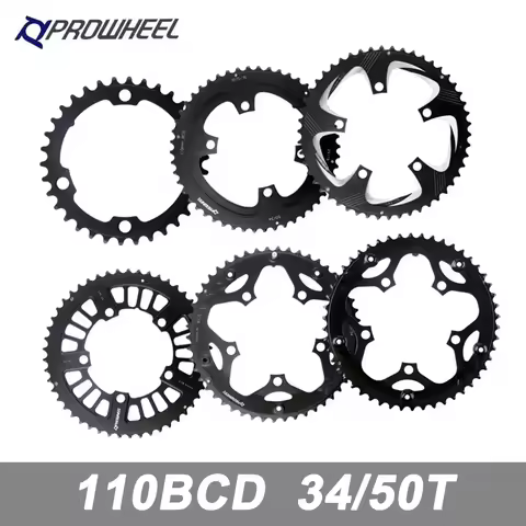 Prowheel Road Bike Chainring 110 BCD Chainring Ultralight 34/50T Double Chainwheel 8/9/10/11 Speed B