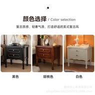 全城熱賣 - 法式復古床頭櫃 實木雙抽屜床頭櫃 臥室儲物中古風納子四葉草床邊櫃（送貨上門）