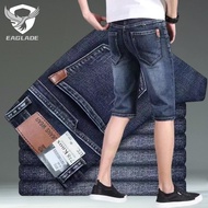 EAGLADE Denim Jeans Shorts for Men 517 in Black Grey Stretchable J10