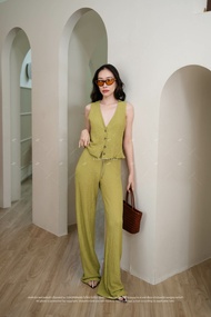 พร้อมส่ง Set เสื้อแขนกุดคอวี+กก.ขายาว งานป้ายvshopbrand