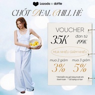 DOTTIE - Quần dài phối vải - Trắng sọc xanh - Q0393