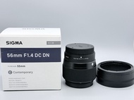 98% New Sigma 56mm F1.4 DC DN Contemporary for Fujifilm XF lens X Mount APS-C Made in Japan 富士鏡頭 行貨過