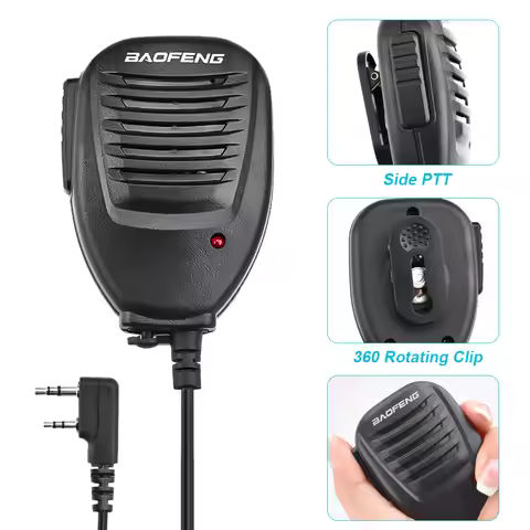 100% Baofeng Walkie Talkie Microphone Speaker Dual PTT For Baofeng Ham Radio Mic BF888S UV82 UV5R Tw