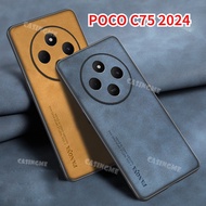 POCO C75 2024 Leather Texture Phone Case Sheepskin Leather Phone Case For POCO C75 PocoC75 C 75 75C 