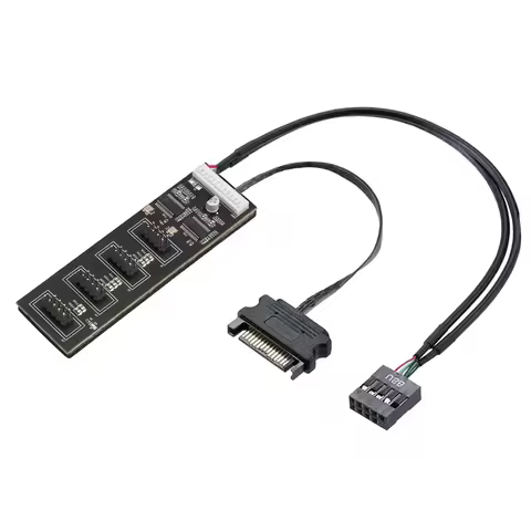ABJG-9Pin USB Header Splitter with SATA Power Cable, Internal USB Hub Extension USB 2.0 Splitter