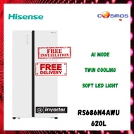 Hisense RS686N4AWU 620L Side by Side Inverter Fridge Refrigerator