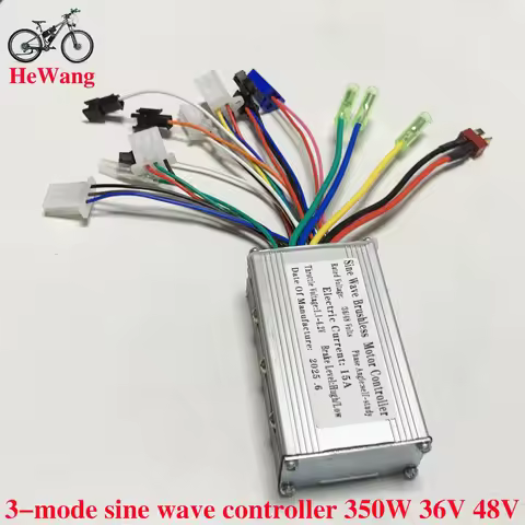 36V/48V E-bike 3-mode sine wave controller 250W 350W 15A for lithium battery electric vehicle brushl