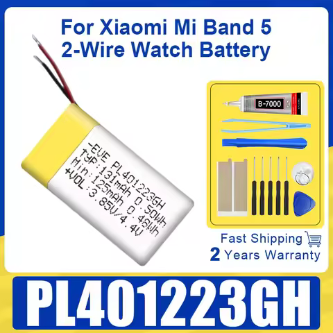 Brand-New 125mAh PL401223GH Battery For Xiaomi Mi Band 5 Band5 Watch 2-Wire Powerful Battery Free To