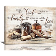 Christian Kitchen Wall Art Coffee Bread Wall Decor Rustic Coffee Theme Bless Motivational Quotes Pic