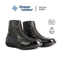 Leather Shoes Traffic Cowhide Mid Cut Biker Safety Boots JAHIT TAPAK Kasut Motor Kulit 5010tbr