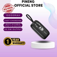 CCC (3C) Certificate PINENG Powerbank  PN876PD 22.5 FAST CHARGING 22.5W BUILT IN CABLE TYPE C &IPHON