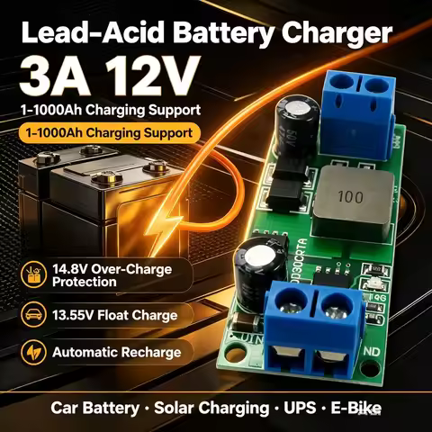 2PCS 3A 12V Lead-Acid Battery Charger Module 1-1000AH 15-28VDC Input 14.8V Over-charge For Solar Car
