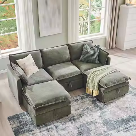 88.98" Sectional Couches or Living Room, Cloud Couch Sectional with Large Storage, U-Shape ular Sect