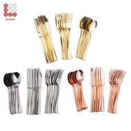 [Lovoski] 6 Set Home Cutlery Set Disposable Plastic Forks Spoons Knifes Events, Parties,