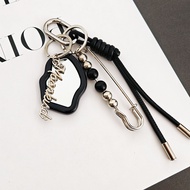 HUFANG Trendy Mirror Pendant Braided Rope Keychain Y2K Creative Keyring Fashionable Pin Metal Key Ho