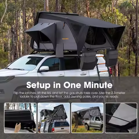 KQX SAN HIMA Clamshell ABS Hardshell Rooftop Tent Quick Setup Built-in Digital Panel Lightweight Ten