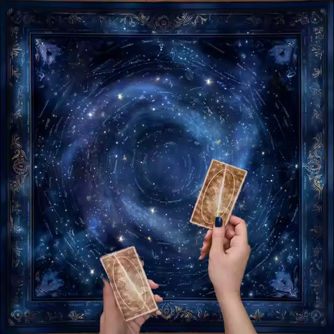 50/75/110/137cm Dark Blue Star Chart Universe Tarot Altar Cloth Gorgeous Astrology Ritual Tablecloth