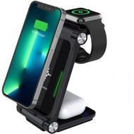 Wireless Charger Stand Foldable 3 in 1 Wireless Charging Station for Appl Watch Ultra 8 7 6 SE 5 4 3