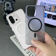 Case For OnePlus 13S Hard Magnetic Matte Clear Luggage Stripe Slim Anti Fall Phone Back Cover For On