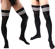 2 Pairs Men's Sissy Over Knee Socks, Femboy Thigh High Stockings, for Cross-dressing Exploring your 