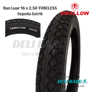 Swallow Ban luar 16 x 2.50 TUBELESS sepeda listrik tanpa ban dalam