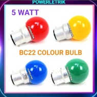 (10pcs) 5W B22 G40 Incandescent Filament Colour Ping Pong Bulb / 5W Pin B22  Mentol Color Raya (Red/