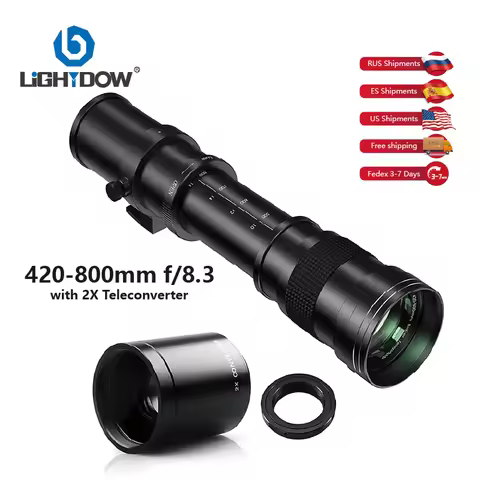 Lightdow 420-800mm F8.3-16 Manual Portrait Zoom Lens With 2X Teleconverter for Canon Nikon Sony Came