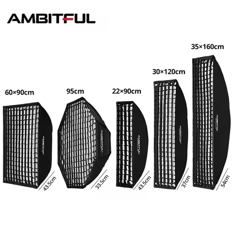 AMBITFUL 60x90cm 22x90cm 30x120cm 35x160cm 95cm Rectangular Octagonal Honeycomb Grid Softbox for Bow