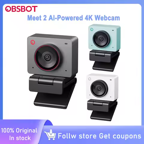 OBSBOT Meet 2 4K AI Tracking Webcam with Microphone, 1/2" Sensor, AI Framing & Autofocus for Live St