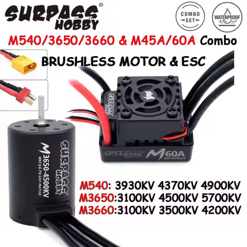 SURPASS HOBBY M540 M3650 M3660 Combo Waterproof Brushless Motor 3500/4200KV w/M45A/60A ESC for 1/10 