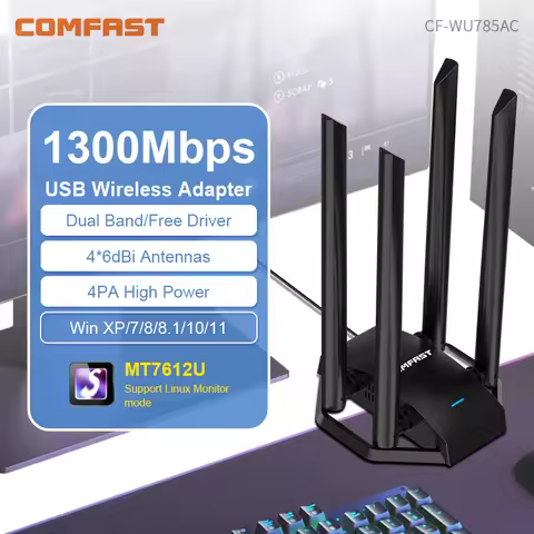 COMFAST 1300M Adaptador Wi Fi Banda Dupla Sem Fio 2.4G/ 5GHz 4 Antenna USB3.0 Wireless USB Placa Wif