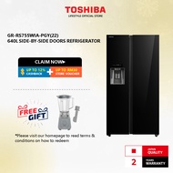 Toshiba GR-RS755WIA-PGY(22) 640L Side-By-Side Door Origin Inverter Refrigerator (Glass Black)/Peti S