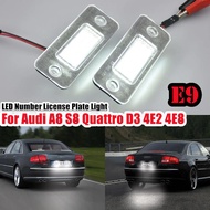 For Audi A8 S8 Quattro D3 4E2 4E8 2002-2010 Car Rear White LED License Plate Light Number Lamps OEM#