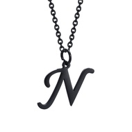Miles8 ZORCVENS Black Alphabet Necklace For Women Men 26 Letters Charm Pendant Stainless Steel Neckl